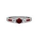 2 - Ayaka Red Garnet and Diamond Three Stone with Side Red Garnet Ring 