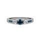 2 - Ayaka Blue and White Diamond Three Stone with Side Blue Diamond Ring 