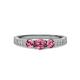 Ayaka Pink Tourmaline Three Stone with Side Diamond Ring 