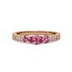 3 - Ayaka Pink Tourmaline Three Stone with Side Diamond Ring 