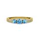 3 - Ayaka Blue Topaz Three Stone with Side Diamond Ring 