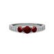 3 - Ayaka Red Garnet Three Stone with Side Diamond Ring 