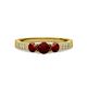 3 - Ayaka Red Garnet Three Stone with Side Diamond Ring 