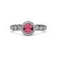 3 - Riona Signature Rhodolite Garnet and Diamond Halo Engagement Ring 