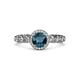 3 - Riona Signature Blue and White Diamond Halo Engagement Ring 