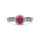 3 - Riona Signature Ruby and Diamond Halo Engagement Ring 