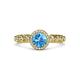 3 - Riona Signature Blue Topaz and Diamond Halo Engagement Ring 