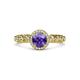 3 - Riona Signature Iolite and Diamond Halo Engagement Ring 