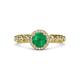 3 - Riona Signature Emerald and Diamond Halo Engagement Ring 