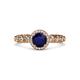 3 - Riona Signature Blue Sapphire and Diamond Halo Engagement Ring 