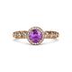 3 - Riona Signature Amethyst and Diamond Halo Engagement Ring 
