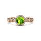 3 - Riona Signature Peridot and Diamond Halo Engagement Ring 