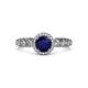 3 - Riona Signature Blue Sapphire and Diamond Halo Engagement Ring 