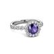 3 - Aelan Signature Iolite and Diamond Floral Halo Engagement Ring 