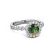 3 - Aelan Signature Diamond and Lab Created Alexandrite Floral Halo Engagement Ring 