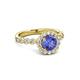 3 - Aelan Signature Tanzanite and Diamond Floral Halo Engagement Ring 