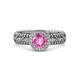 3 - Cera Signature Pink Sapphire and Diamond Halo Engagement Ring 
