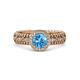 3 - Cera Signature Blue Topaz and Diamond Halo Engagement Ring 