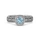3 - Cera Signature Aquamarine and Diamond Halo Engagement Ring 