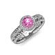 4 - Cera Signature Pink Sapphire and Diamond Halo Engagement Ring 