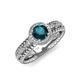 4 - Cera Signature London Blue Topaz and Diamond Halo Engagement Ring 