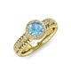 4 - Cera Signature Blue Topaz and Diamond Halo Engagement Ring 