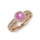 4 - Cera Signature Pink Sapphire and Diamond Halo Engagement Ring 