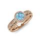 4 - Cera Signature Blue Topaz and Diamond Halo Engagement Ring 