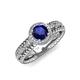 4 - Cera Signature Blue Sapphire and Diamond Halo Engagement Ring 