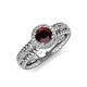 4 - Cera Signature Red Garnet and Diamond Halo Engagement Ring 