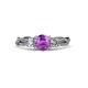 3 - Alika Signature Amethyst and Diamond Three Stone Engagement Ring 