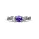 3 - Alika Signature Iolite and Diamond Three Stone Engagement Ring 