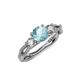 4 - Alika Signature Aquamarine and Diamond Three Stone Engagement Ring 