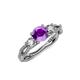 4 - Alika Signature Amethyst and Diamond Three Stone Engagement Ring 
