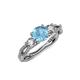 4 - Alika Signature Blue Topaz and Diamond Three Stone Engagement Ring 