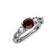 4 - Alika Signature Red Garnet and Diamond Three Stone Engagement Ring 
