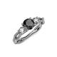 4 - Alika Signature Black and White Diamond Three Stone Engagement Ring 