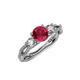 4 - Alika Signature Ruby and Diamond Three Stone Engagement Ring 