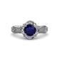 3 - Maura Signature Blue Sapphire and Diamond Floral Halo Engagement Ring 