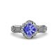 3 - Maura Signature Tanzanite and Diamond Floral Halo Engagement Ring 