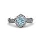 3 - Maura Signature Aquamarine and Diamond Floral Halo Engagement Ring 