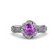 3 - Maura Signature Amethyst and Diamond Floral Halo Engagement Ring 