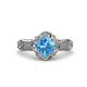 3 - Maura Signature Blue Topaz and Diamond Floral Halo Engagement Ring 