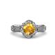 3 - Maura Signature Citrine and Diamond Floral Halo Engagement Ring 