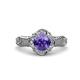 3 - Maura Signature Iolite and Diamond Floral Halo Engagement Ring 