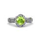 3 - Maura Signature Peridot and Diamond Floral Halo Engagement Ring 