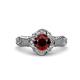 3 - Maura Signature Red Garnet and Diamond Floral Halo Engagement Ring 
