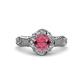 3 - Maura Signature Rhodolite Garnet and Diamond Floral Halo Engagement Ring 