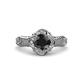 3 - Maura Signature Black and White Diamond Floral Halo Engagement Ring 
