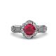 3 - Maura Signature Ruby and Diamond Floral Halo Engagement Ring 